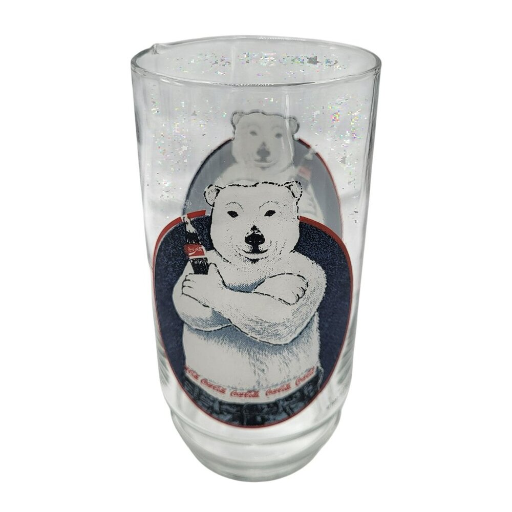 1997 Coca-Cola Coke Polar Bear Glass Tumbler 16 oz Collectible Drinkware